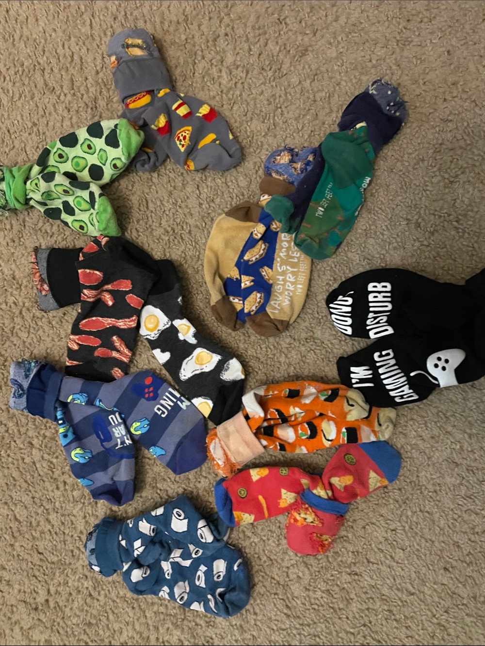 Boys  Multicolor Novelty Socks - Fun Food & Gaming Prints (boys large)